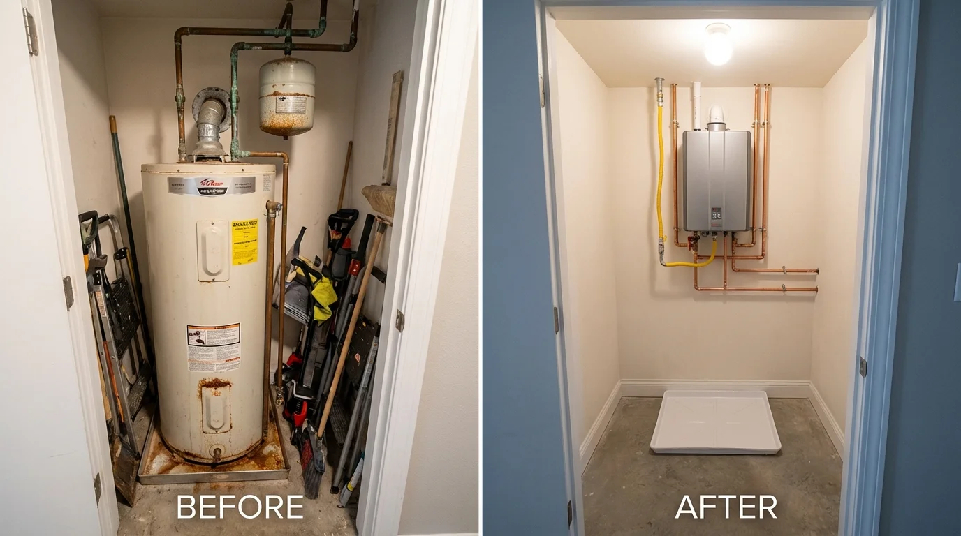Tank water heater versus wall-mounted tankless unit comparison for Springfield, MO homeowners